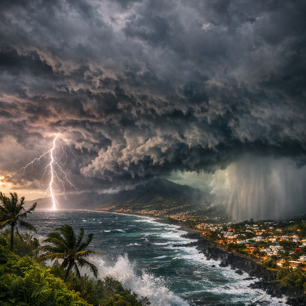 Orage tropical menaçant à La Réunion